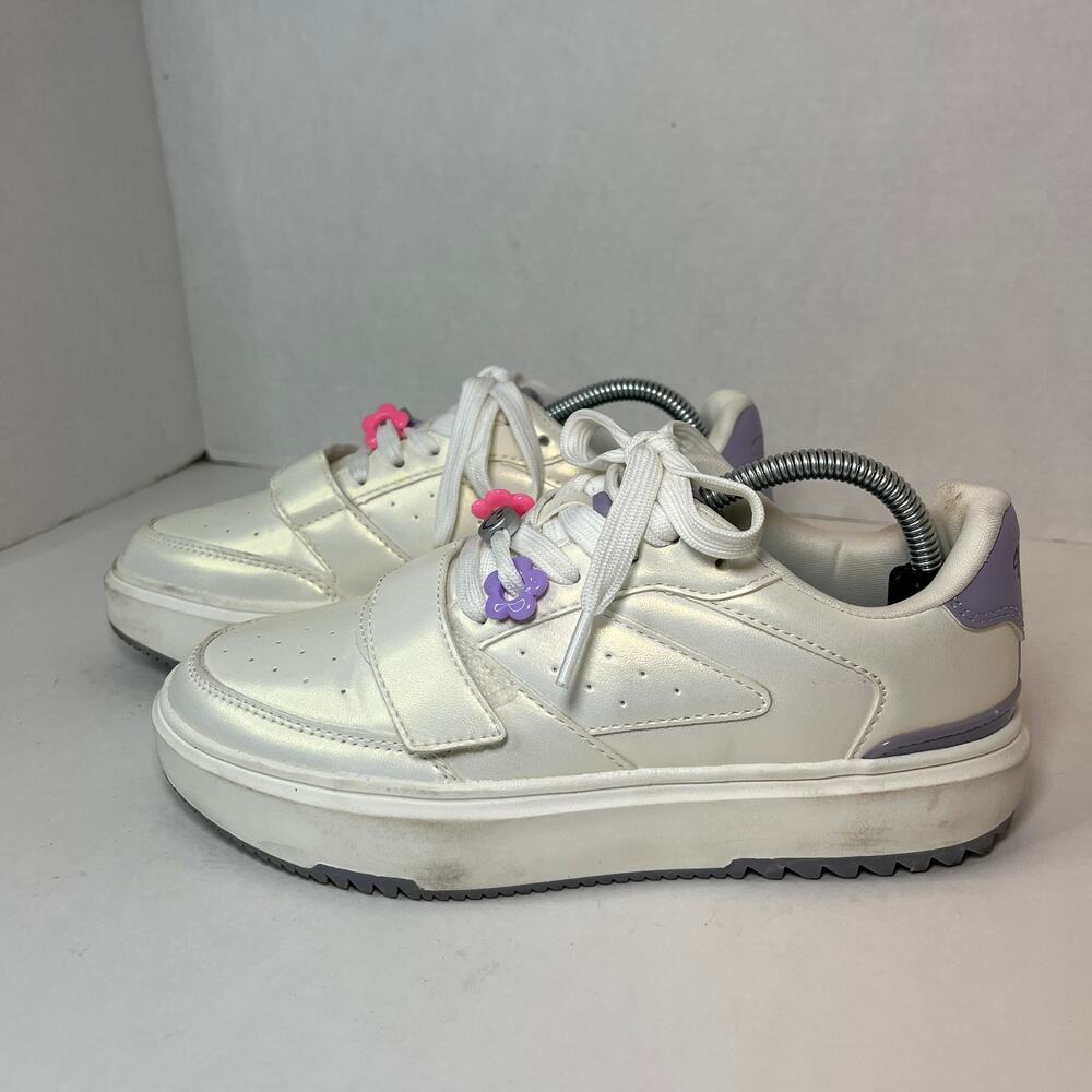Justice Sport Girls Beaded Low Court Sneaker Shoes White Youth Size 4